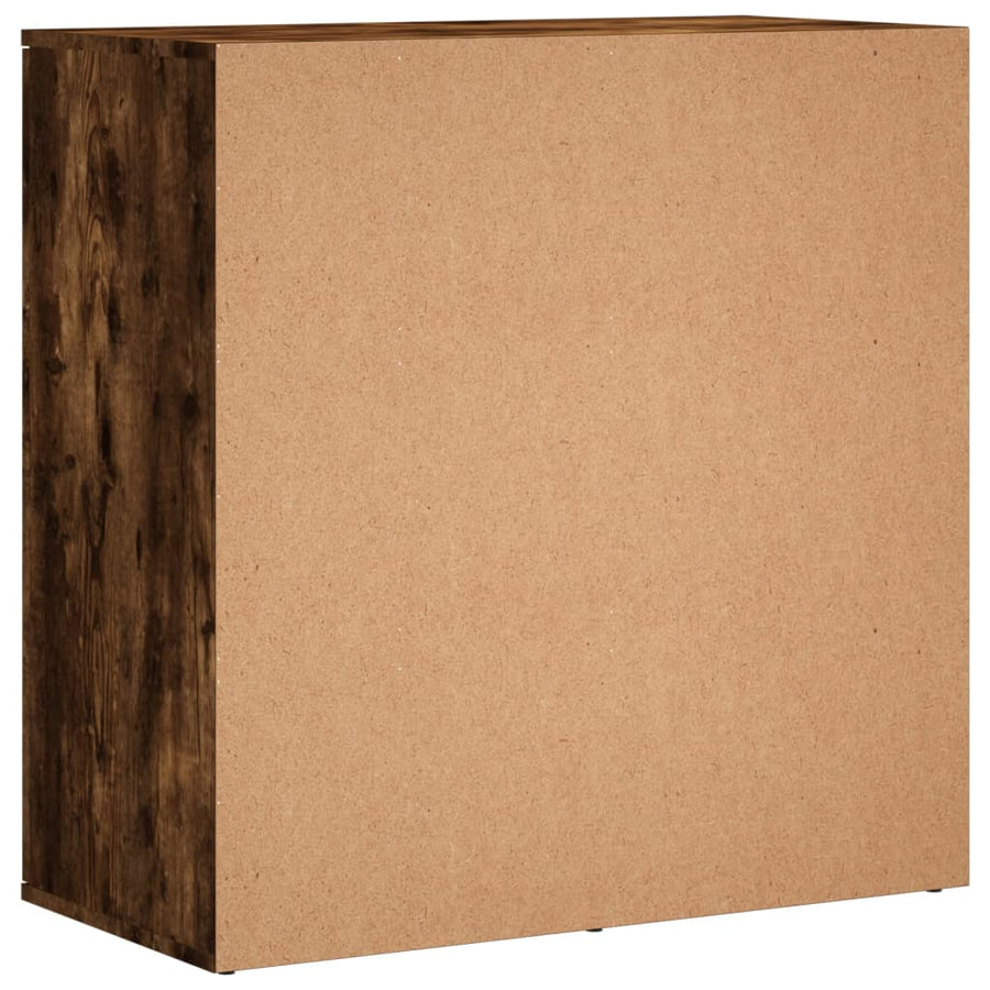 Dressoirs 2 st 79x38x80 cm bewerkt hout gerookt eikenkleurig