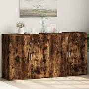 Dressoirs 2 st 79x38x80 cm bewerkt hout gerookt eiken