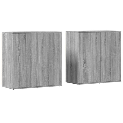 Dressoirs 2 st 79x38x80 cm bewerkt hout grijs sonoma eikenkleur