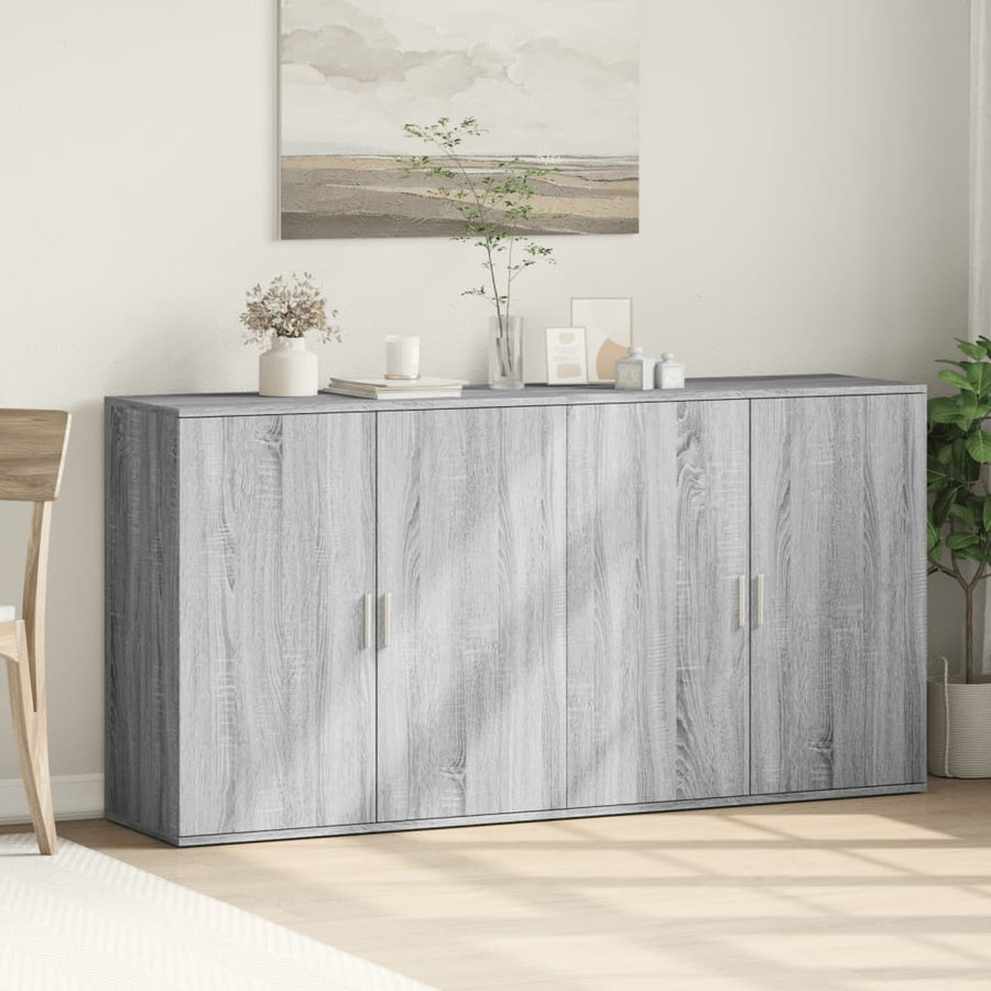 Dressoirs 2 st 79x38x80 cm bewerkt hout grijs sonoma eikenkleur