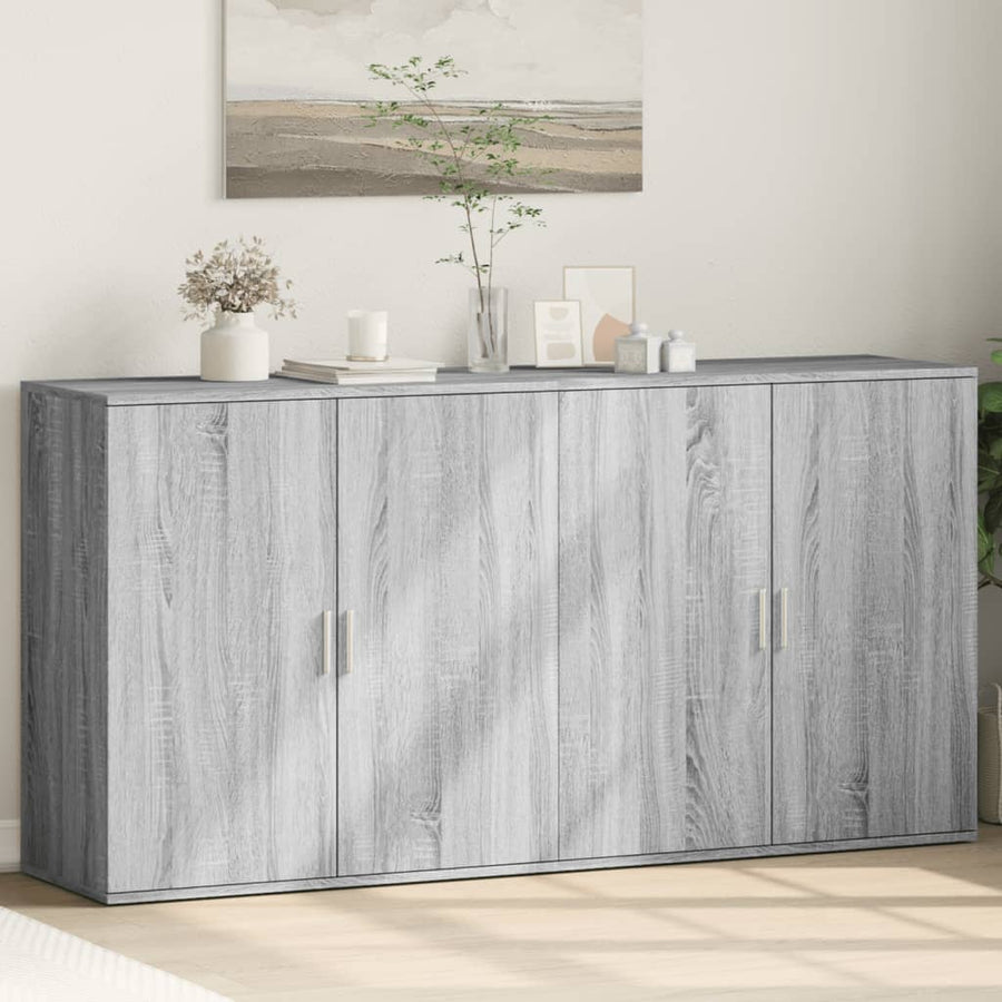 Dressoirs 2 st 79x38x80 cm bewerkt hout grijs sonoma eikenkleur