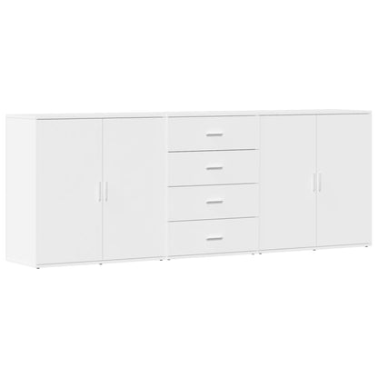 Dressoirs 3 st bewerkt hout wit