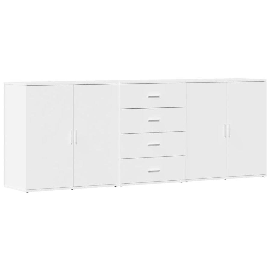 Dressoirs 3 st bewerkt hout wit