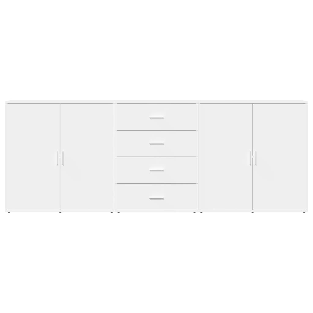 Dressoirs 3 st bewerkt hout wit