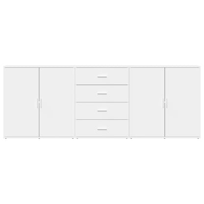 Dressoirs 3 st bewerkt hout wit