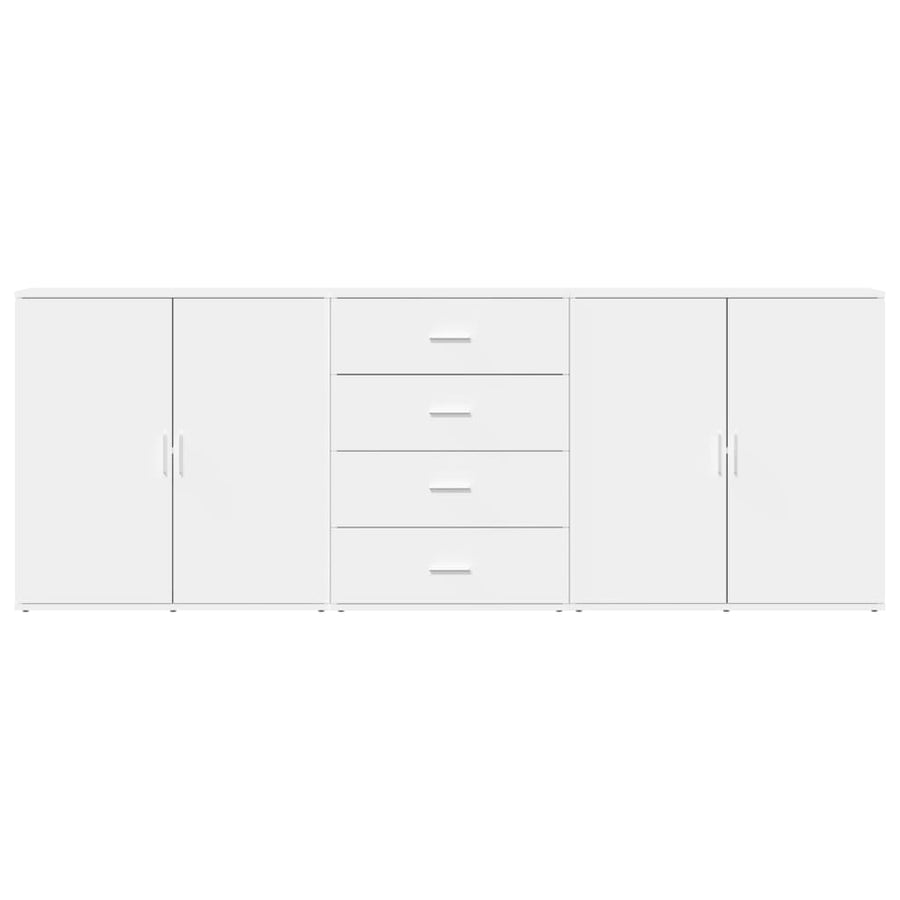 Dressoirs 3 st bewerkt hout wit