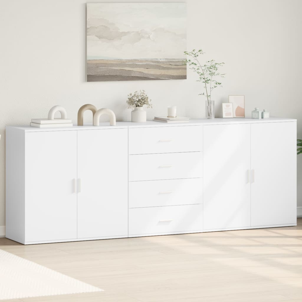 Dressoirs 3 st bewerkt hout wit
