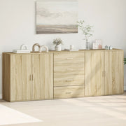 Dressoirs 3 st bewerkt hout sonoma eiken 79x38x80 cm