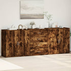 Dressoirs 3 st bewerkt hout gerookt eiken