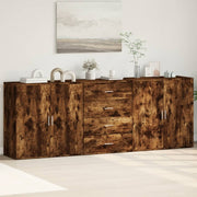 Dressoirs 3 st bewerkt hout gerookt eiken