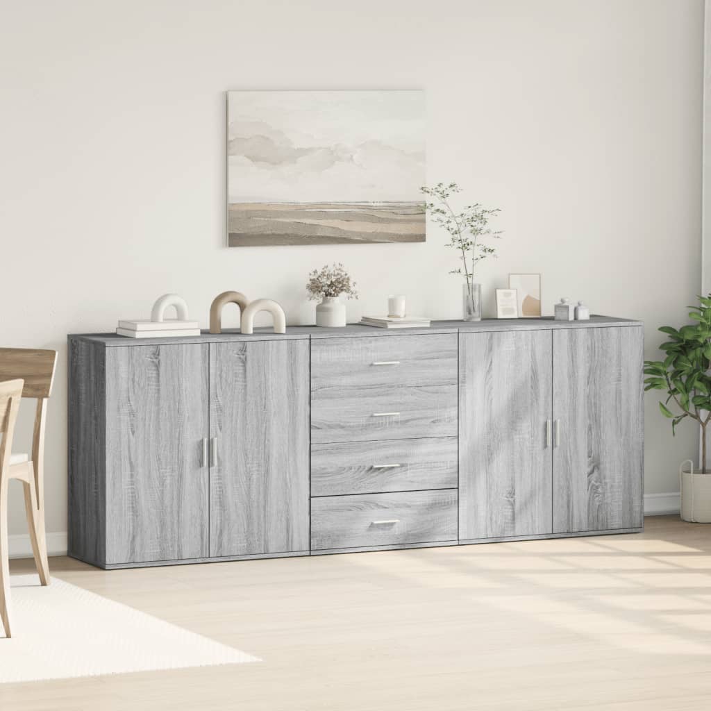 Dressoirs 3 st bewerkt hout grijs sonoma eikenkleurig