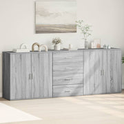 Dressoirs 3 st bewerkt hout grijs sonoma eiken