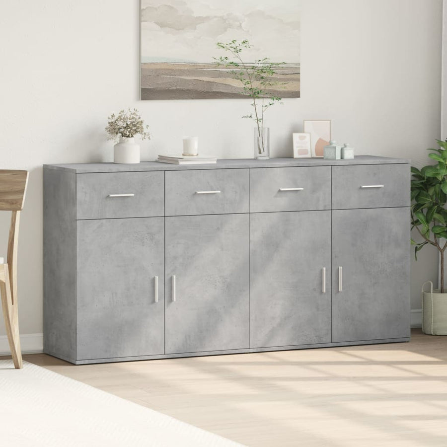 Dressoirs 2 st 79x38x80 cm bewerkt hout betongrijs