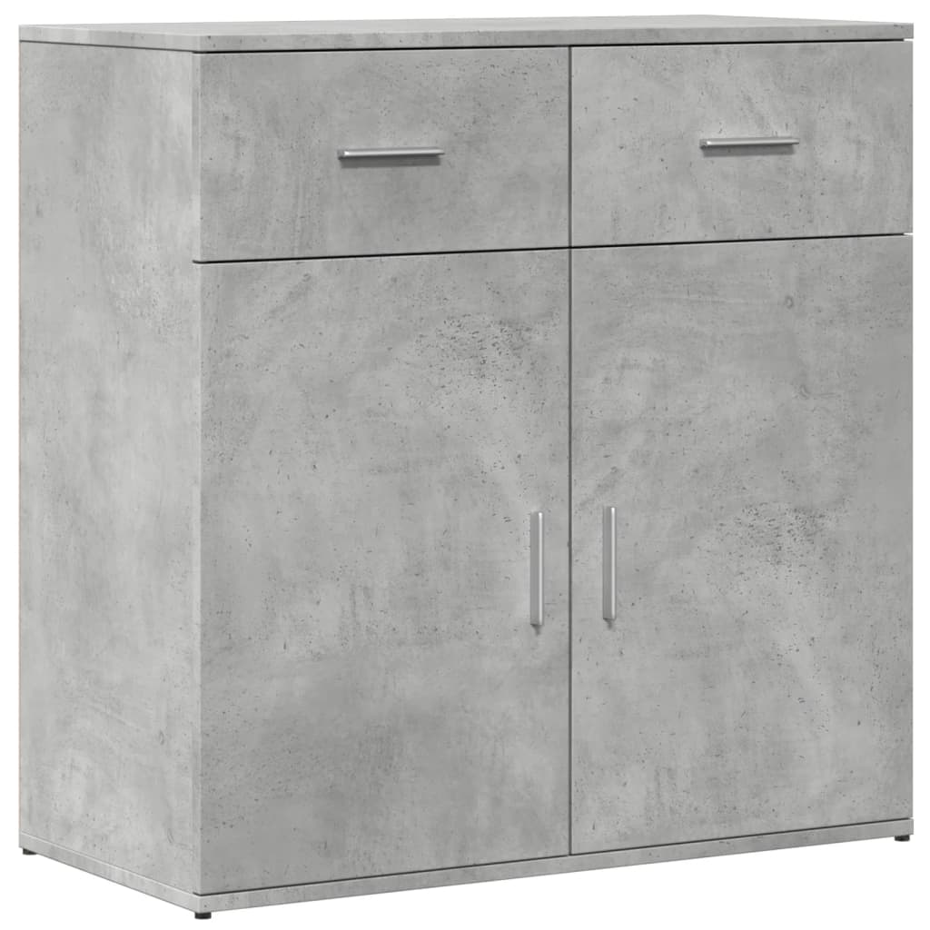 Dressoirs 2 st 79x38x80 cm bewerkt hout betongrijs