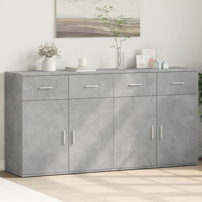 Dressoirs 2 st 79x38x80 cm bewerkt hout betongrijs