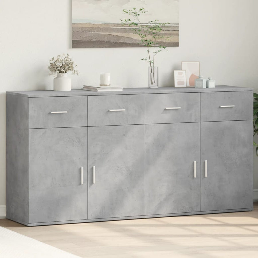 Dressoirs 2 st 79x38x80 cm bewerkt hout betongrijs