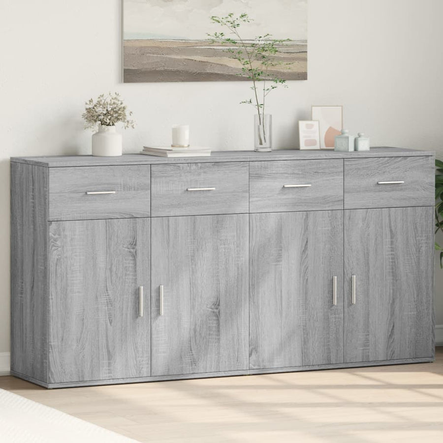 Dressoirs 2 st 79x38x80 cm bewerkt hout grijs sonoma eikenkleur