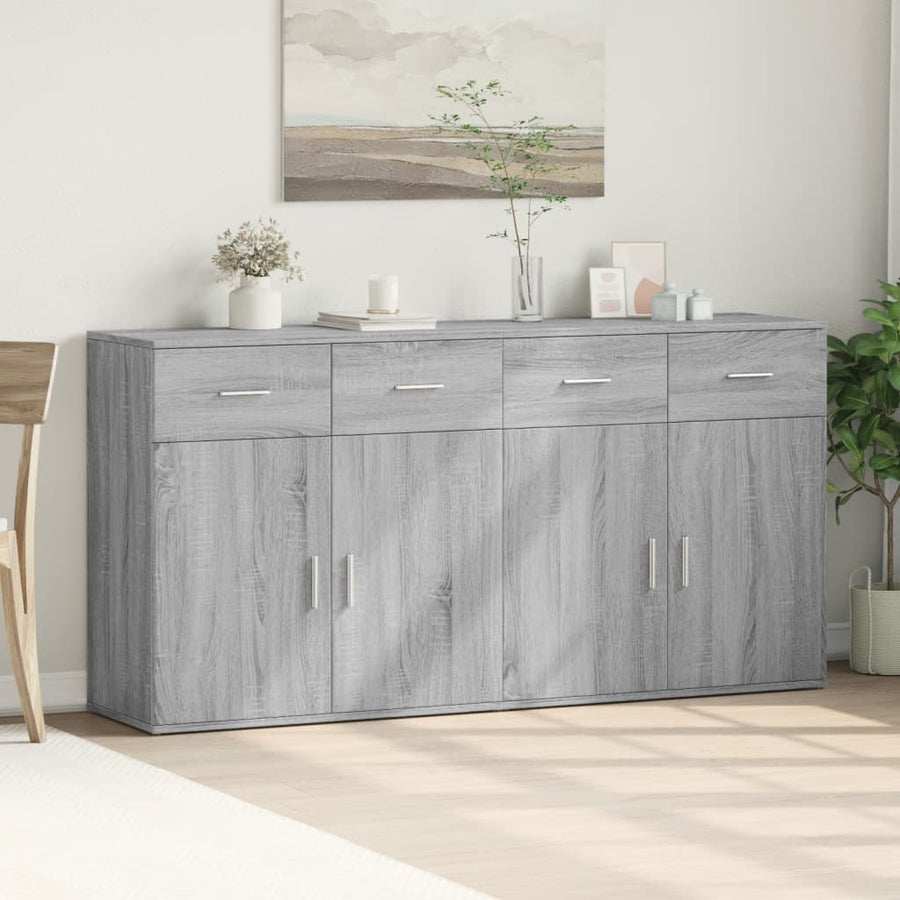 Dressoirs 2 st 79x38x80 cm bewerkt hout grijs sonoma eikenkleur