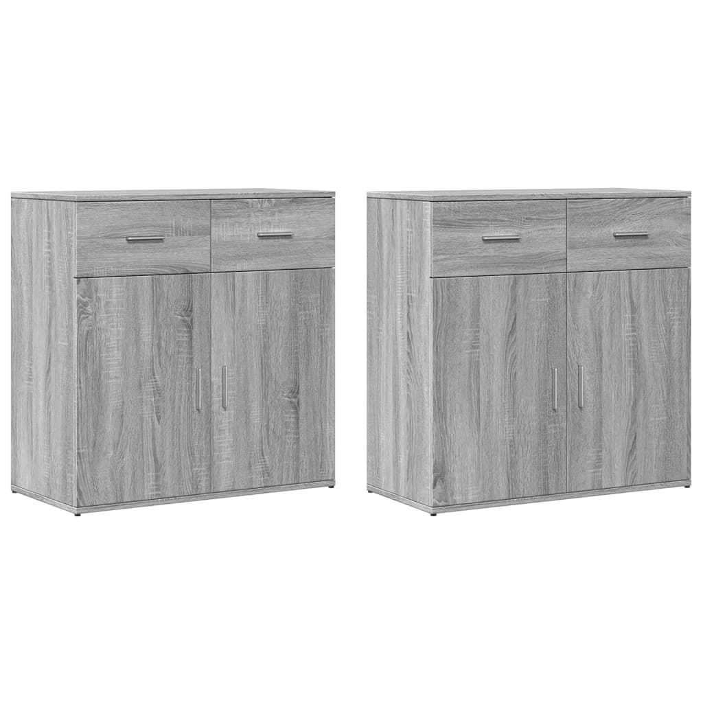 Dressoirs 2 st 79x38x80 cm bewerkt hout grijs sonoma eikenkleur