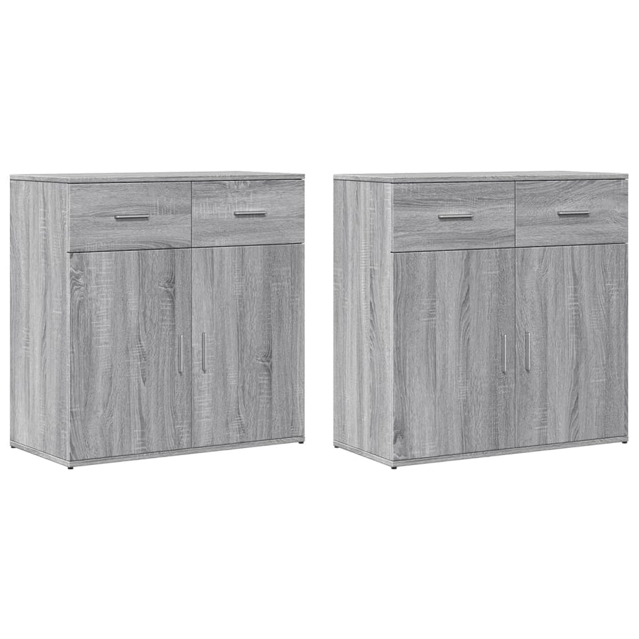Dressoirs 2 st 79x38x80 cm bewerkt hout grijs sonoma eikenkleur