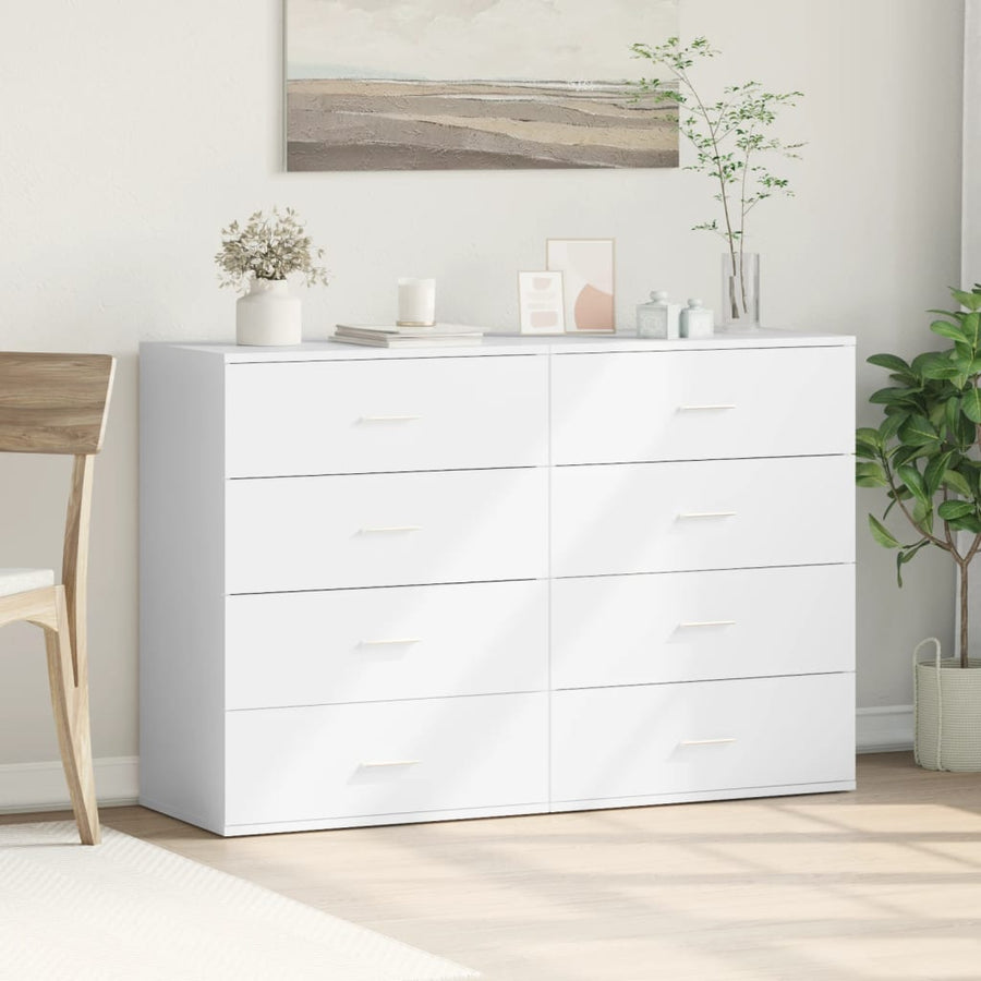 Dressoirs 2 st 60x39x80 cm bewerkt hout wit