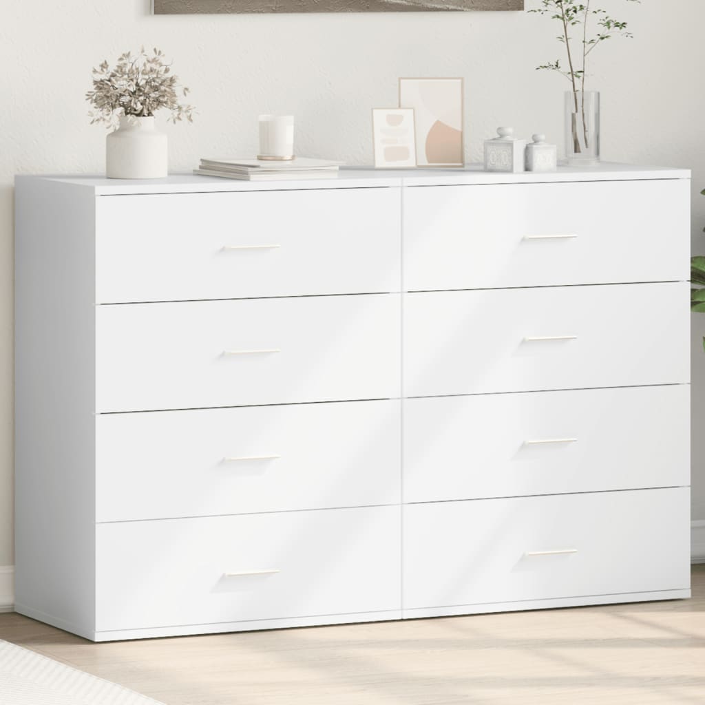 Dressoirs 2 st 60x39x80 cm bewerkt hout wit