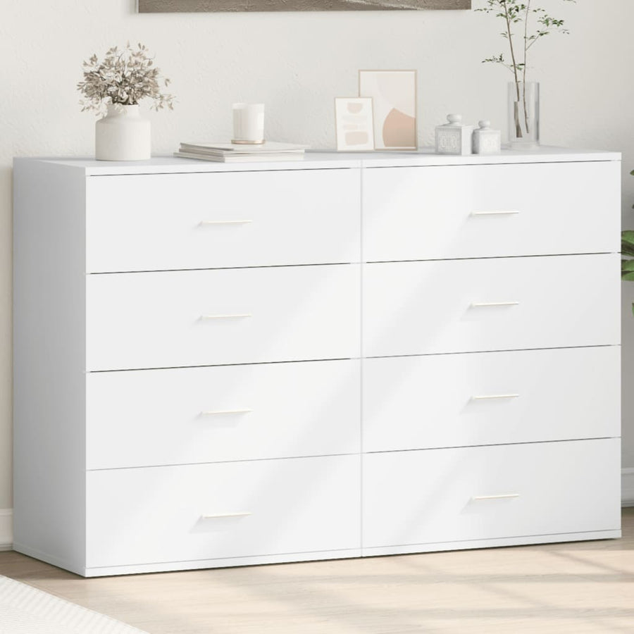 Dressoirs 2 st 60x39x80 cm bewerkt hout wit