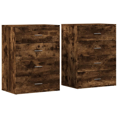 Dressoirs 2 st 60x39x80 cm bewerkt hout gerookt eikenkleurig