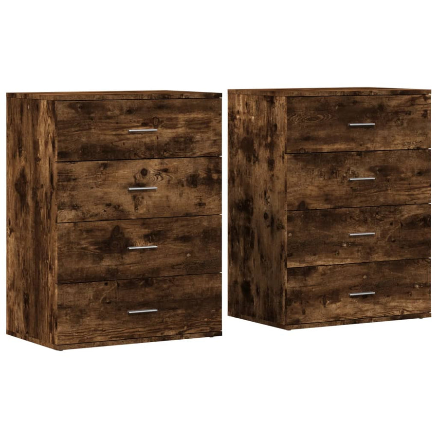 Dressoirs 2 st 60x39x80 cm bewerkt hout gerookt eikenkleurig