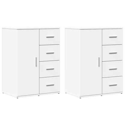 Dressoirs 2 st 59x39x80 cm bewerkt hout wit