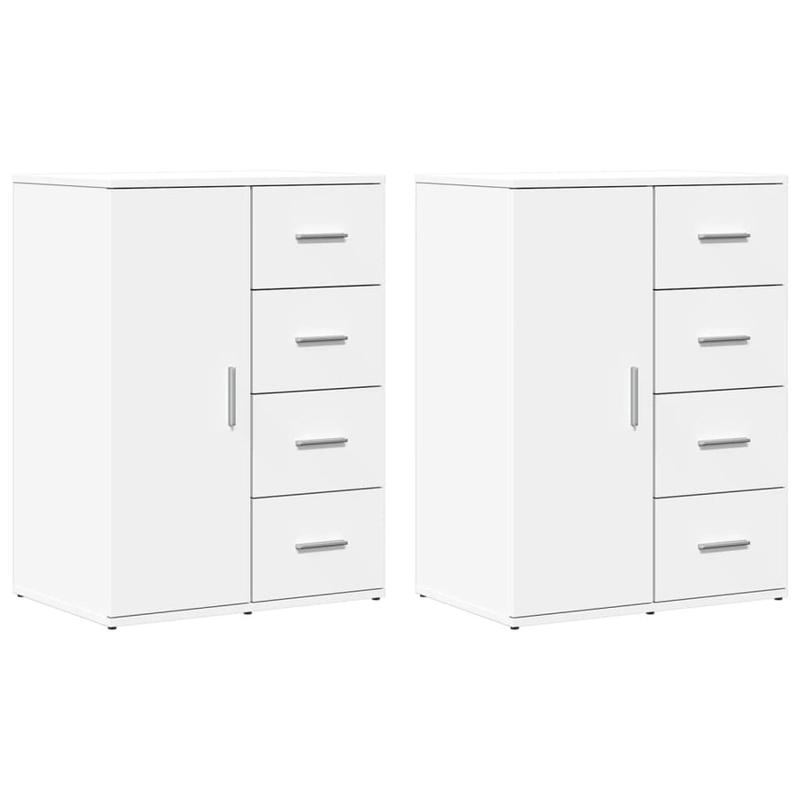 Dressoirs 2 st 59x39x80 cm bewerkt hout wit