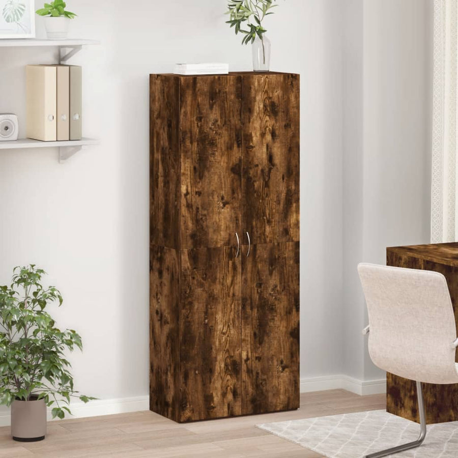 Archiefkast 60x32x153 cm bewerkt hout gerookt eikenkleurig