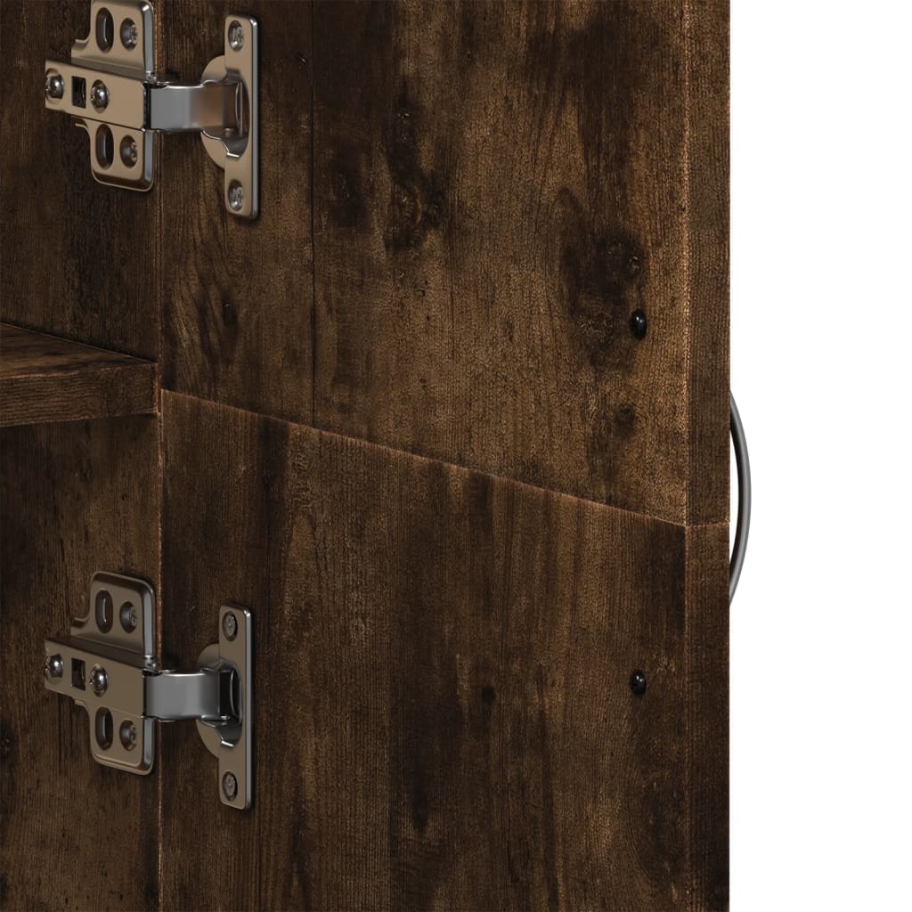 Archiefkast 60x32x153 cm bewerkt hout gerookt eikenkleurig