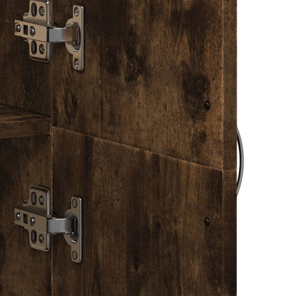 Archiefkast 60x32x153 cm bewerkt hout gerookt eikenkleurig