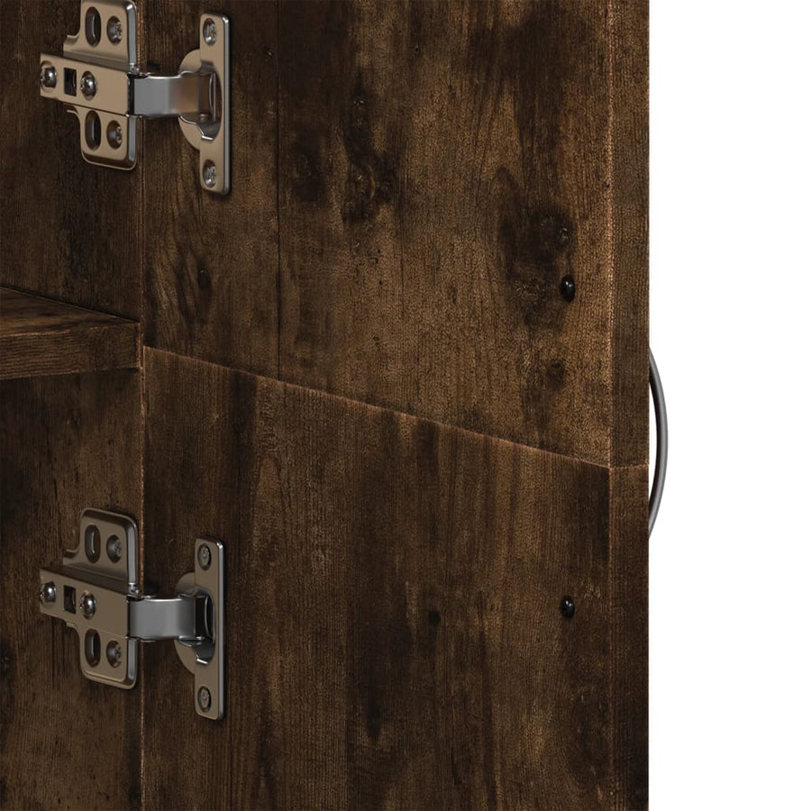 Archiefkast 60x32x153 cm bewerkt hout gerookt eikenkleurig