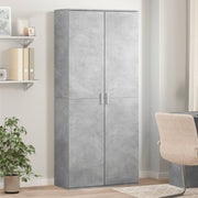 Hoge opbergkast 80x35x180 cm bewerkt hout betongrijs