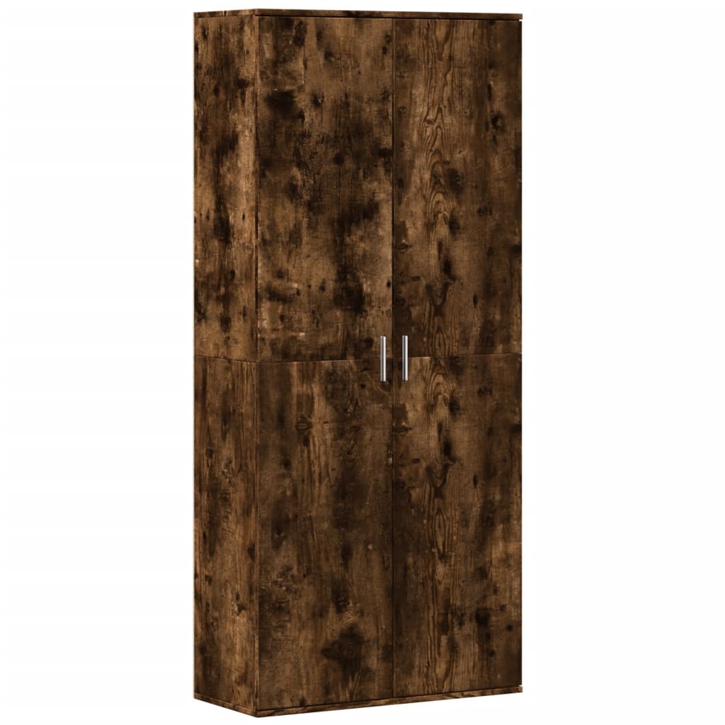 Hoge kast 80x35x180 cm bewerkt hout gerookt eikenkleurig