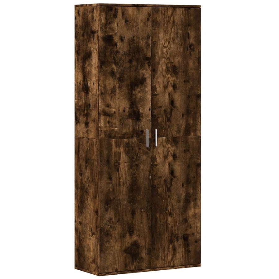 Hoge kast 80x35x180 cm bewerkt hout gerookt eikenkleurig