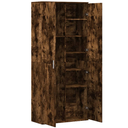 Hoge kast 80x35x180 cm bewerkt hout gerookt eikenkleurig