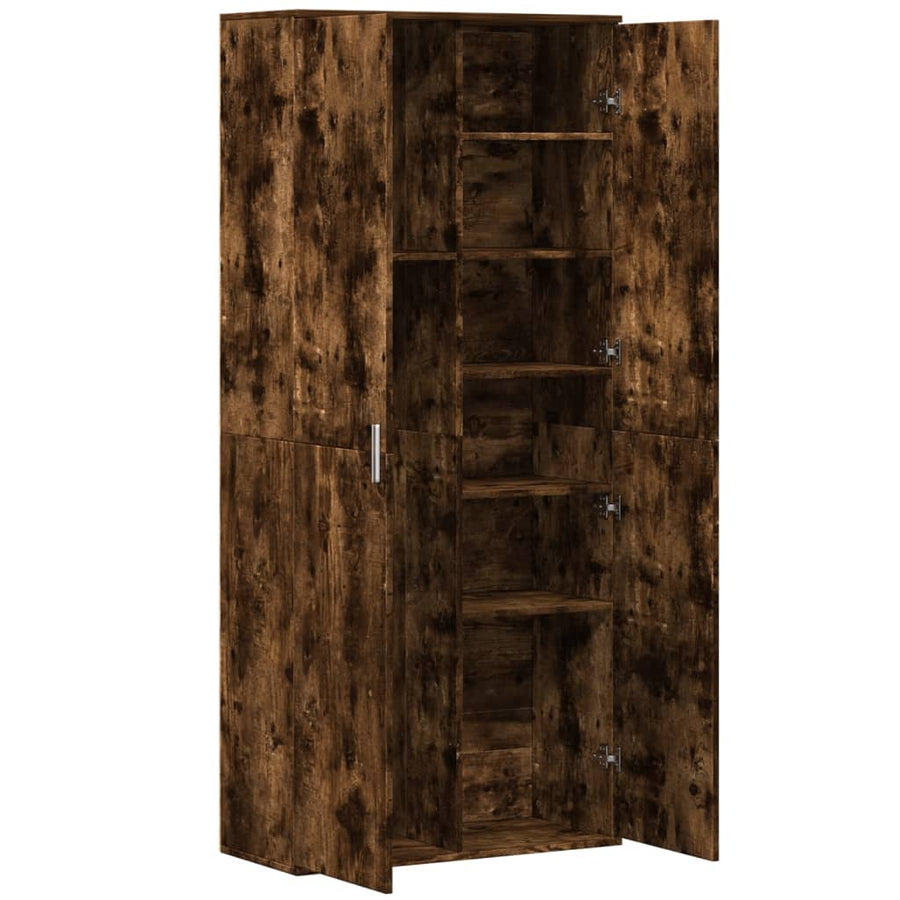 Hoge kast 80x35x180 cm bewerkt hout gerookt eikenkleurig