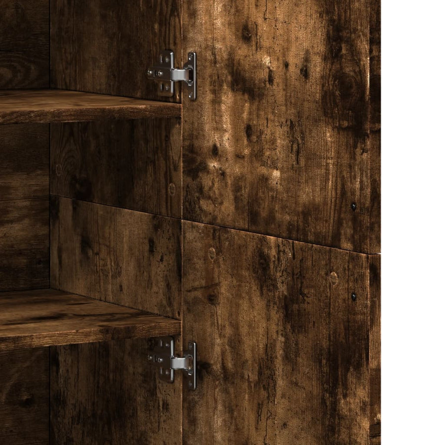 Hoge kast 80x35x180 cm bewerkt hout gerookt eikenkleurig