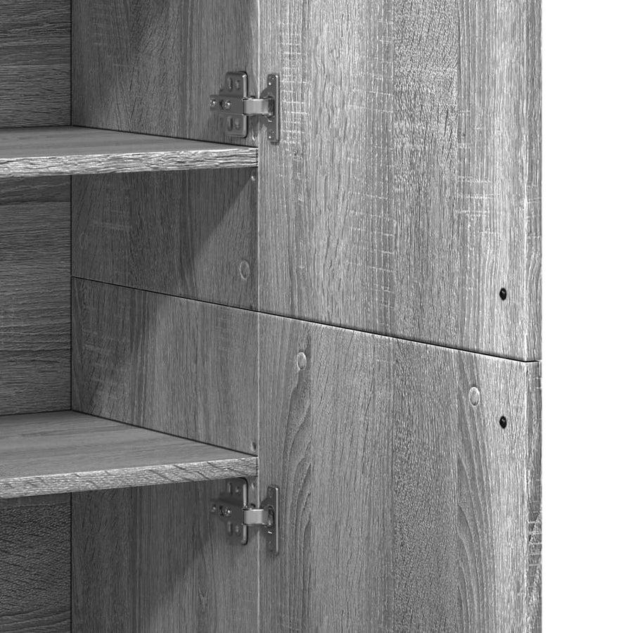 Hoge kast 80x35x180 cm bewerkt hout grijs sonoma eikenkleurig