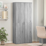 Hoge kast 80x35x180 cm bewerkt hout grijs