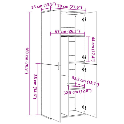 Hoge kast 70x35x180 cm bewerkt hout zwart