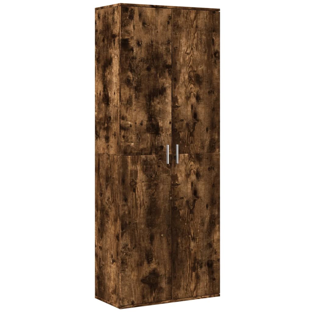 Hoge kast 70x35x180 cm bewerkt hout gerookt eikenkleurig