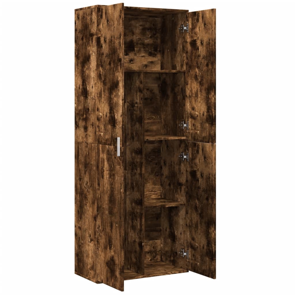 Hoge kast 70x35x180 cm bewerkt hout gerookt eikenkleurig