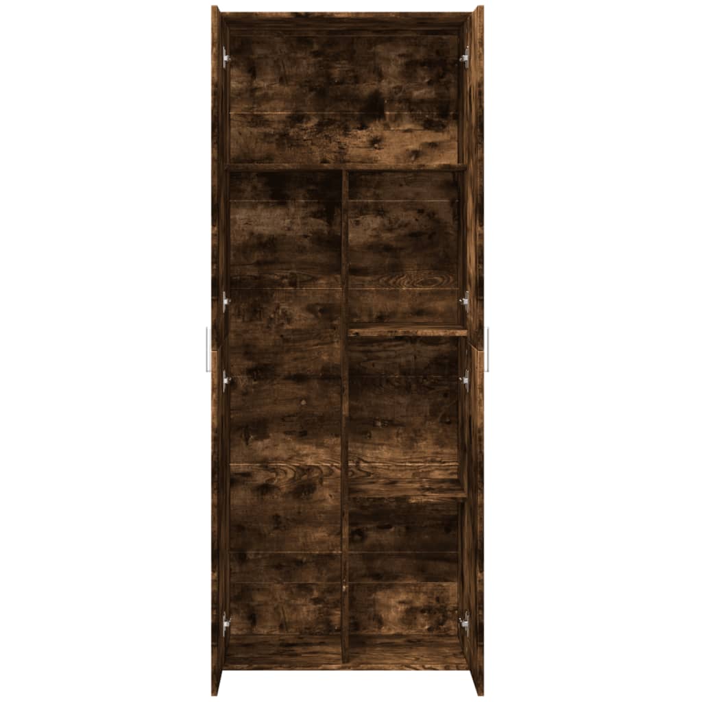 Hoge kast 70x35x180 cm bewerkt hout gerookt eikenkleurig