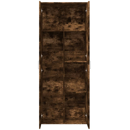 Hoge kast 70x35x180 cm bewerkt hout gerookt eikenkleurig