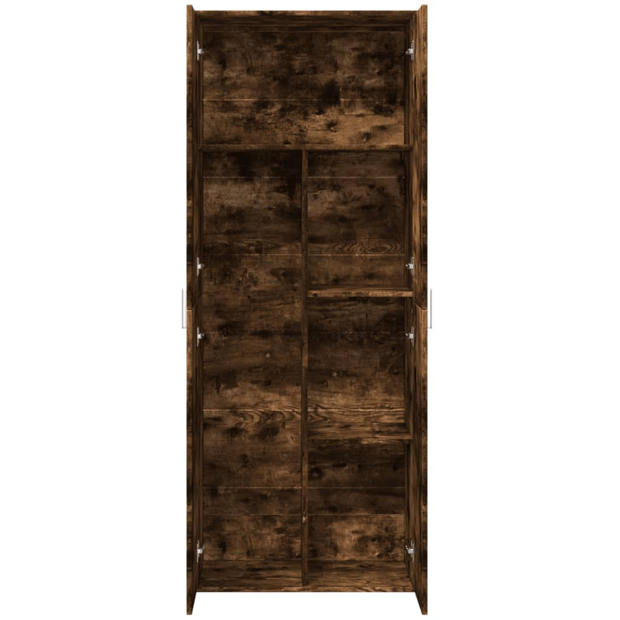 Hoge kast 70x35x180 cm bewerkt hout gerookt eikenkleurig