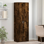 Hoge kast 60x35x180 cm bewerkt hout gerookt eiken